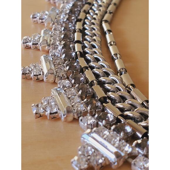 $199 Stella & Dot White Crystals Multi Strand Necklace – Silver Tone 5-in-1 - Picture 2 of 6